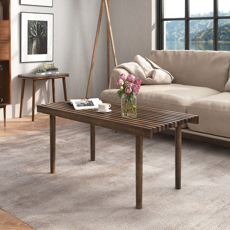 Mesa de centro de 39 pulgadas con tablero de listones para sala de estar y sala de recepción