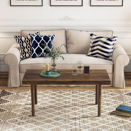 Mesa de centro de 39 pulgadas con tablero de listones para sala de estar y sala de recepción