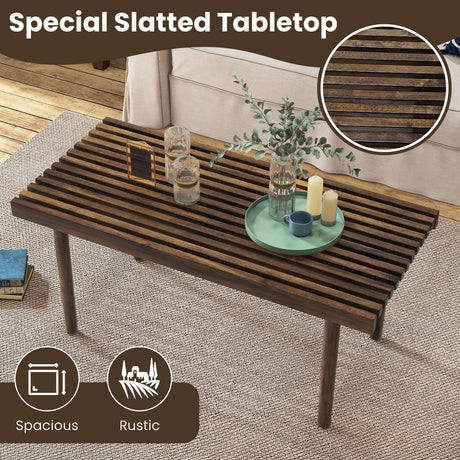 Mesa de centro de 39 pulgadas con tablero de listones para sala de estar y sala de recepción
