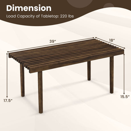 Mesa de centro de 39 pulgadas con tablero de listones para sala de estar y sala de recepción