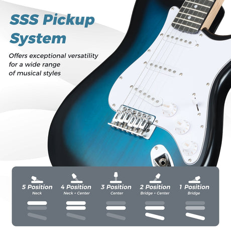 Kit de guitarra eléctrica de tamaño completo de 39 pulgadas para principiantes con amplificador