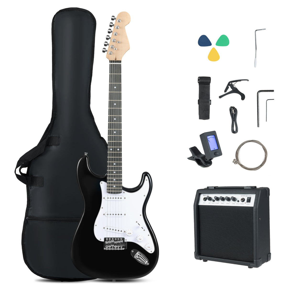 Kit de guitarra eléctrica de tamaño completo de 39 pulgadas para principiantes con amplificador