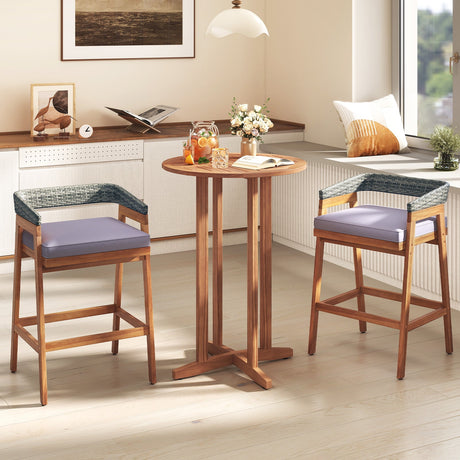 Mesa de bar de exterior de madera de acacia de 39 pulgadas con tablero de listones