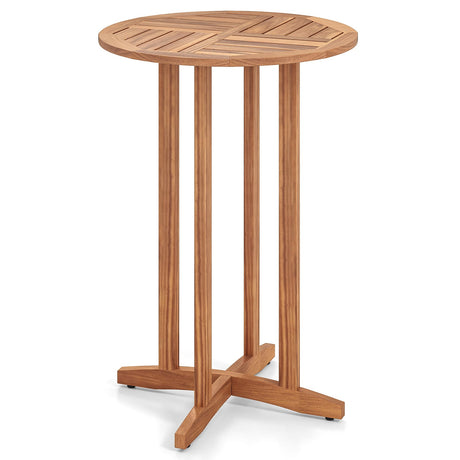 Mesa de bar de exterior de madera de acacia de 39 pulgadas con tablero de listones