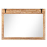 Espejo de pared rústico de puerta de granero estilo casa de campo de 39 x 27.5 pulgadas con marco de madera - Natural