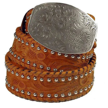 Cinturón de cuero repujado floral 3D - Mujer