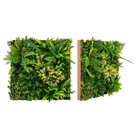 Cobertura verde colgante 3D de 20" x 20" con 11 tipos de plantas artificiales mixtas para interior y exterior