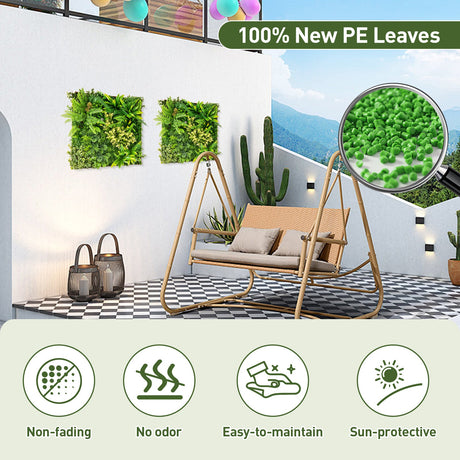 Cobertura verde colgante 3D de 20" x 20" con 11 tipos de plantas artificiales mixtas para interior y exterior