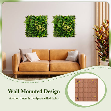 Cobertura verde colgante 3D de 20" x 20" con 11 tipos de plantas artificiales mixtas para interior y exterior