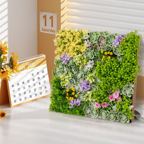20" x 20" Suculentas colgantes 3D con 10 tipos de plantas artificiales mixtas para balcón u hogar