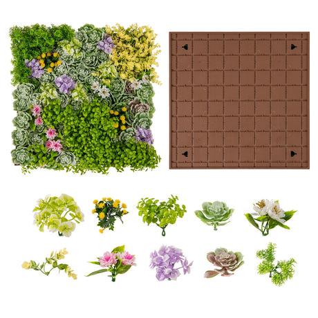 20" x 20" Suculentas colgantes 3D con 10 tipos de plantas artificiales mixtas para balcón u hogar