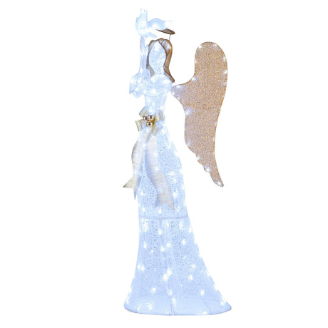 Decoración navideña de ángel iluminado 3D de 5.5 pies de ángel con halo