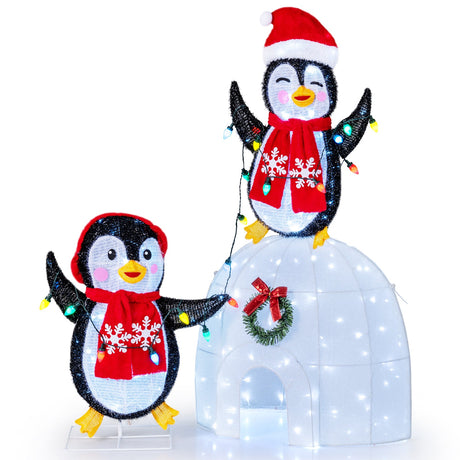 Navidad 3D preiluminada para interior/exterior con 170 luces LED blancas frías para el hogar