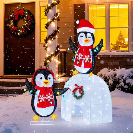 Navidad 3D preiluminada para interior/exterior con 170 luces LED blancas frías para el hogar