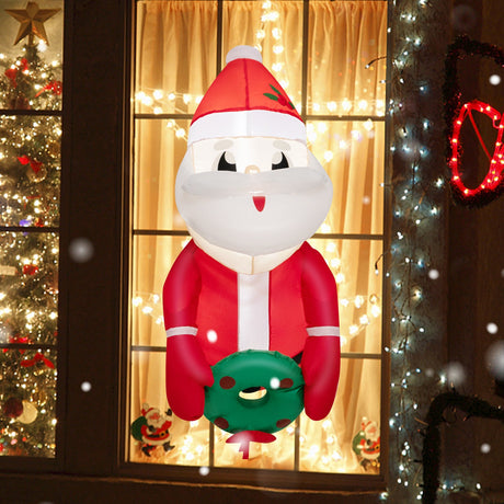 3.3 Pies Papá Noel Inflable Iluminado Rompiendo la Ventana
