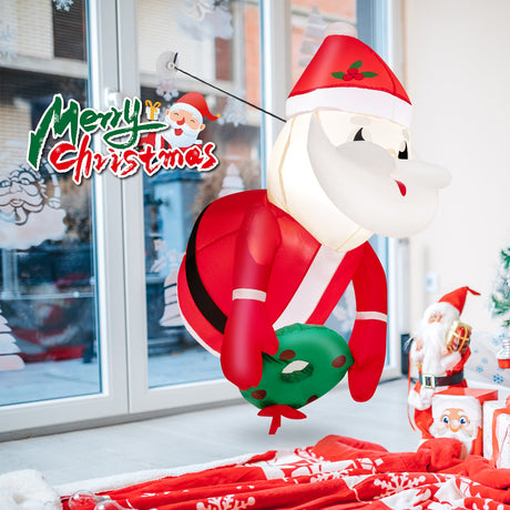 3.3 Pies Papá Noel Inflable Iluminado Rompiendo la Ventana