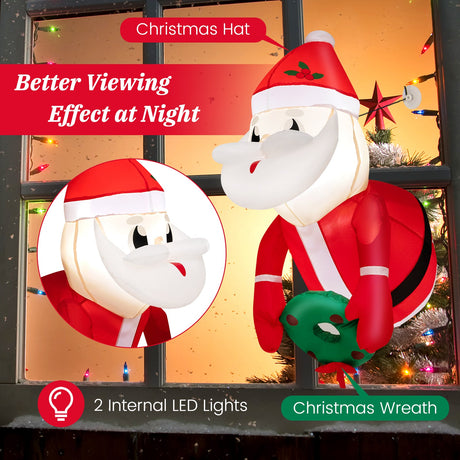 3.3 Pies Papá Noel Inflable Iluminado Rompiendo la Ventana