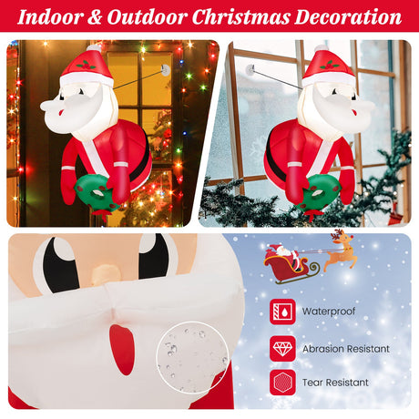 3.3 Pies Papá Noel Inflable Iluminado Rompiendo la Ventana
