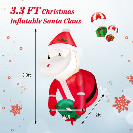 3.3 Pies Papá Noel Inflable Iluminado Rompiendo la Ventana