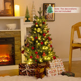 Mini árbol de Navidad artificial preiluminado de 3 pies, árbol de Navidad de mesa con base de arpillera
