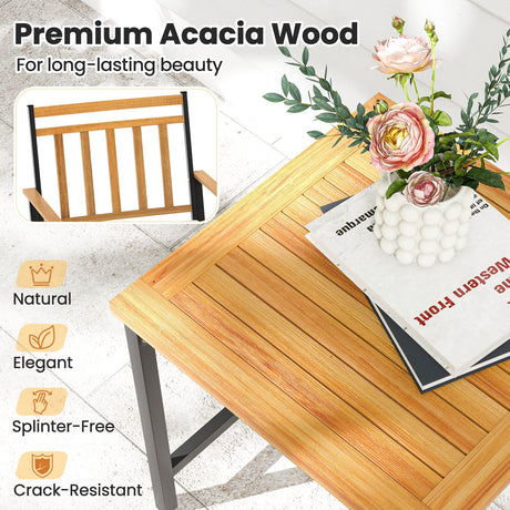 Juego de muebles de exterior de 3 piezas de madera de acacia con cojines - Blanco