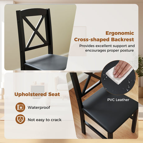 Juego de mesa de comedor de 3 piezas, mesa de cocina cuadrada de madera para 2 personas
