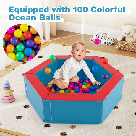 Juego de 3 bloques de espuma para trepar y gatear para bebés con 100 pelotas marinas