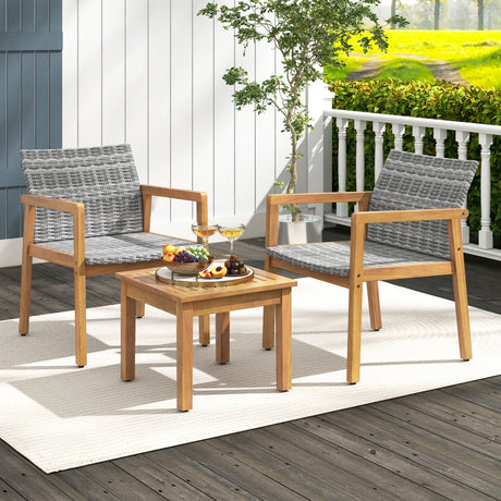 Juego de muebles de patio de 3 piezas con silla