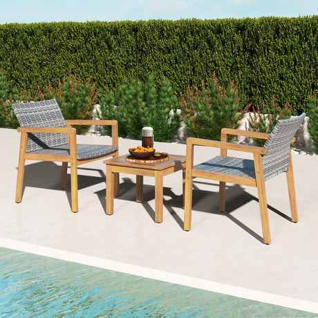 Juego de muebles de patio de 3 piezas con silla