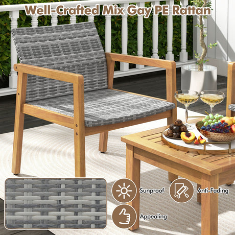 Juego de muebles de patio de 3 piezas con silla