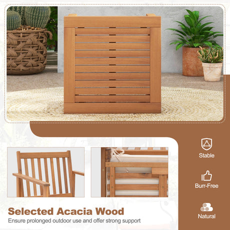 Juego de muebles de madera para patio de 3 piezas con cojines suaves para el porche