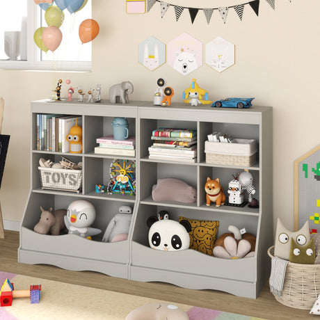 Mueble organizador infantil 3 en 1 con estantería, almacenamiento de juguetes y armario de suelo
