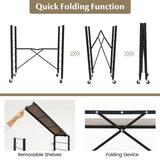 3-Tier Foldable Shelving Unit with Detachable Wheels and Adjustable Shelves