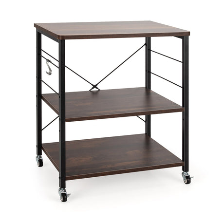 Carrito de almacenamiento para horno microondas de cocina de 3 niveles con ganchos