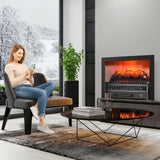 Calefactor de leña eléctrico de 1400 W con brillo de llama ajustable - Negro