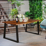 Mesa de comedor rectangular de madera de acacia