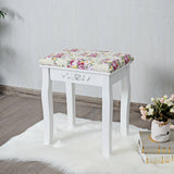 Taburete tocador de madera, asiento de piano acolchado con cojín de rosas