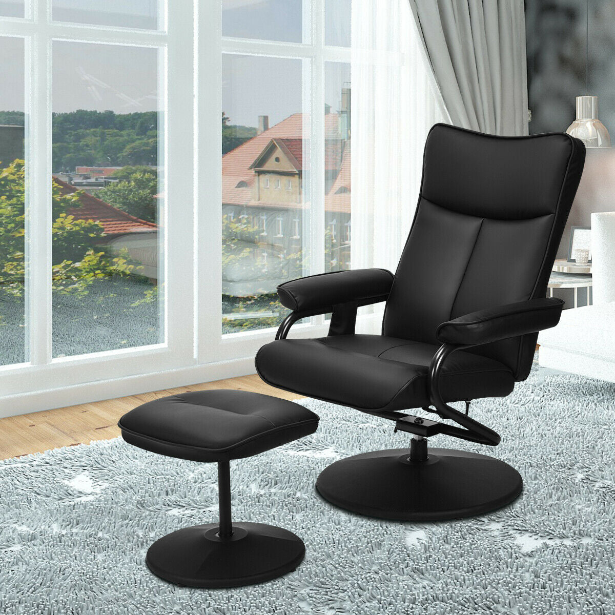 Sillón reclinable de masaje eléctrico con otomana y control remoto