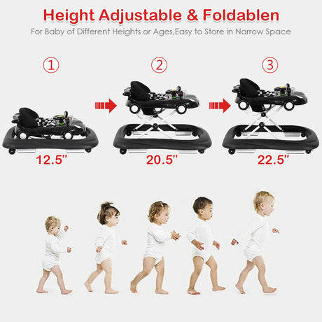 Andador plegable 2 en 1 para bebé con reproductor de música y luces