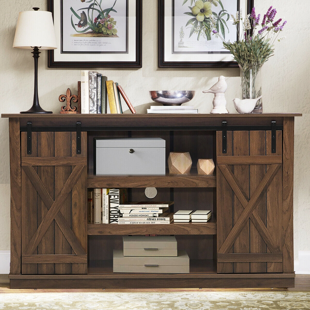 Mueble de TV con puertas corredizas tipo granero
