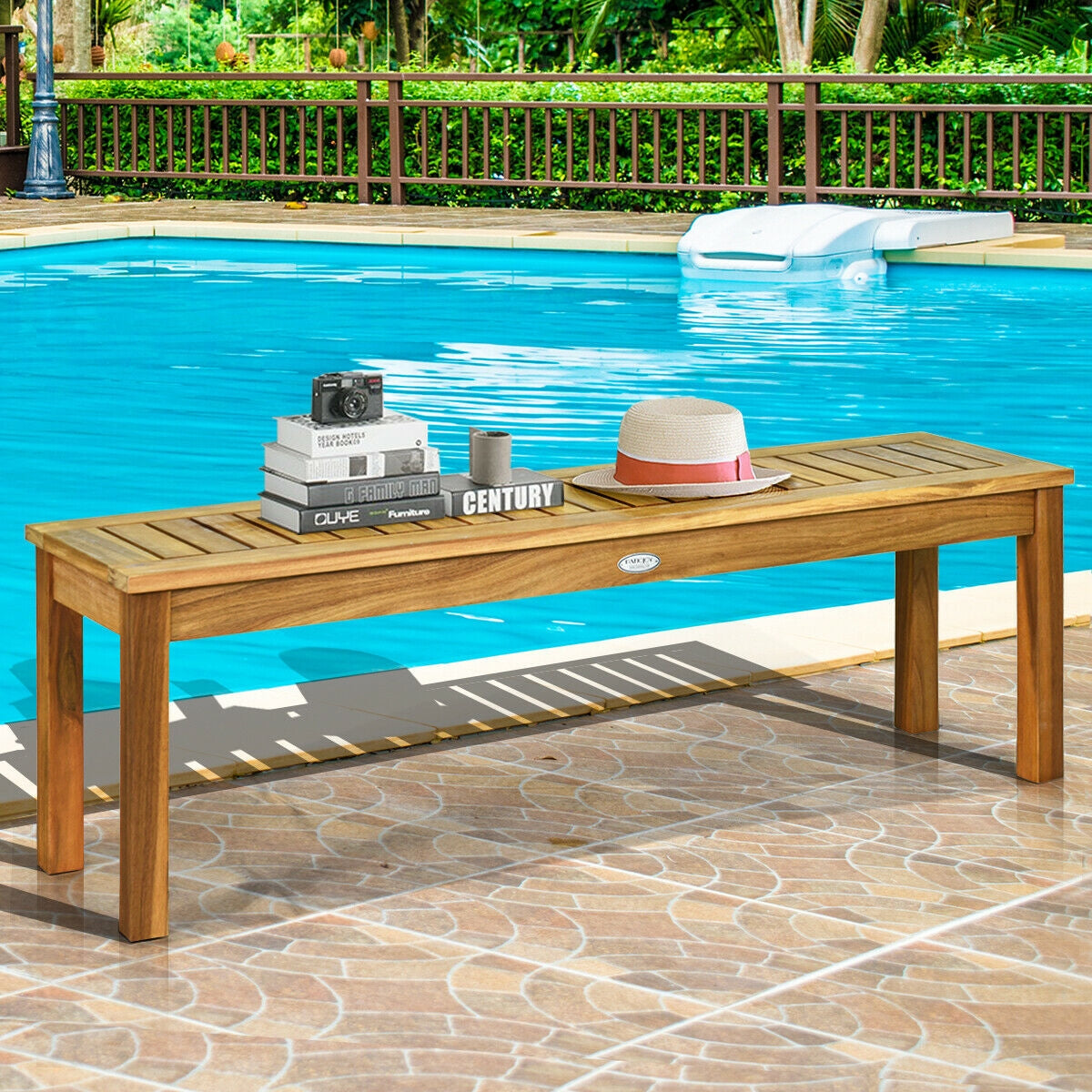 Banco de comedor de madera de acacia para exterior de 52 pulgadas