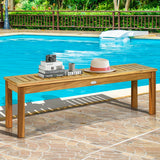 Banco de comedor de madera de acacia para exterior de 52 pulgadas
