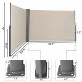 Divisor de pantalla doble retráctil plegable para patio de 237 x 71 pulgadas