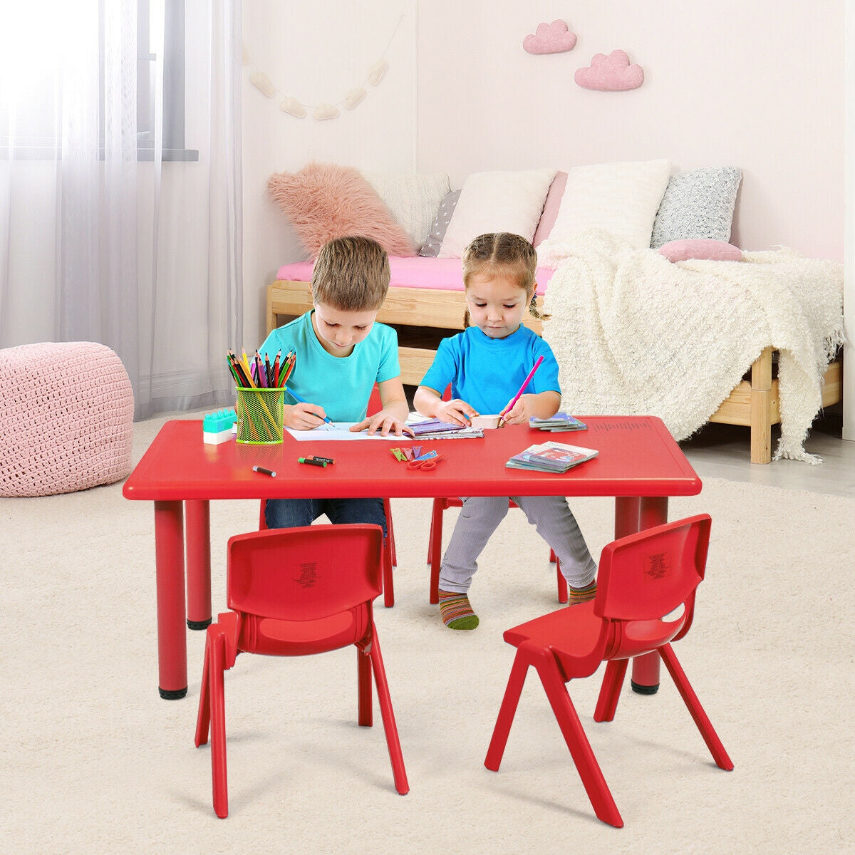 Mesa Rectangular de Plástico para Niños para Aprender y Jugar