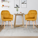 Juego de 2 sillones decorativos de ocio de respaldo medio - Amarillo
