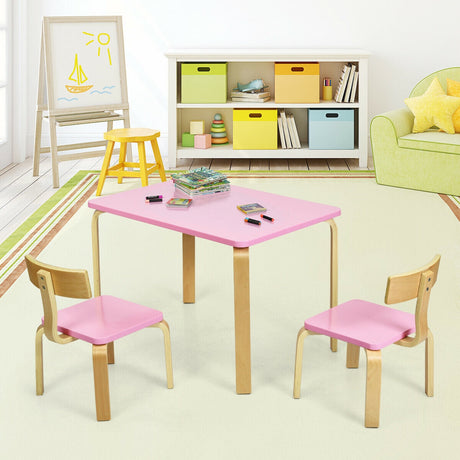 Juego de mesa y 2 sillas de madera de 3 piezas para niños