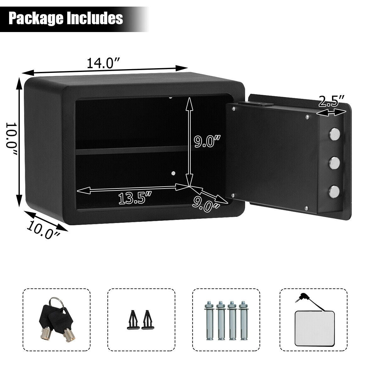 Caja de seguridad de 2 capas con luz LED interior