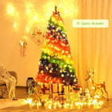 Árbol de Navidad tradicional artificial con bisagras de 2,1 m y base de metal