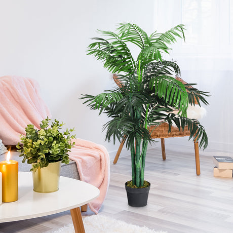 Palmera Areca artificial de seda decorativa de 3,5 pies con cesta