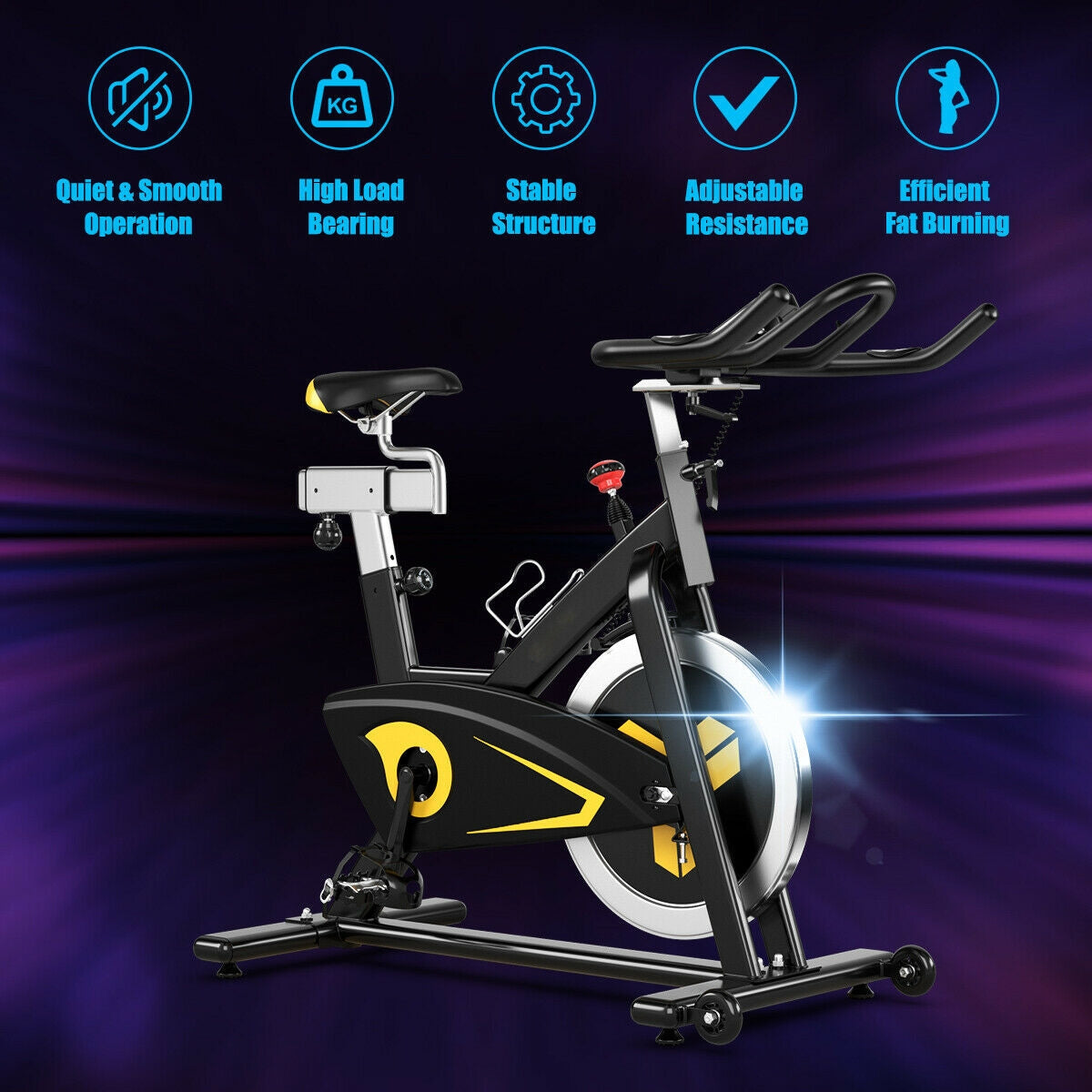 Bicicleta estática magnética de transmisión por correa fija para interiores